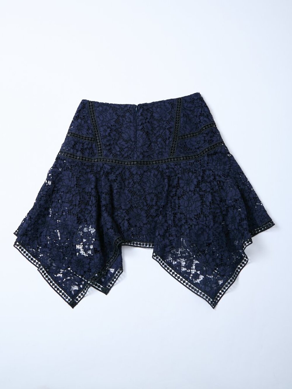 Veronica Beard Aura Floral Lace Asymmetric Handkerchief Skirt Navy XS - Picture 3 of 11